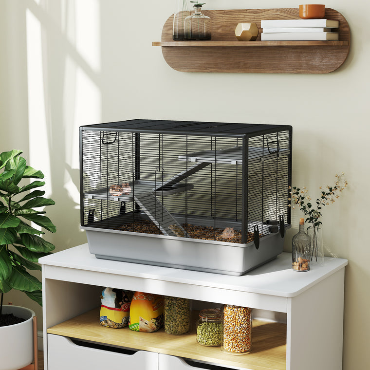 31.5" x 19" x 23" Grey 3-Tier Hamster & Guinea Pig Cage