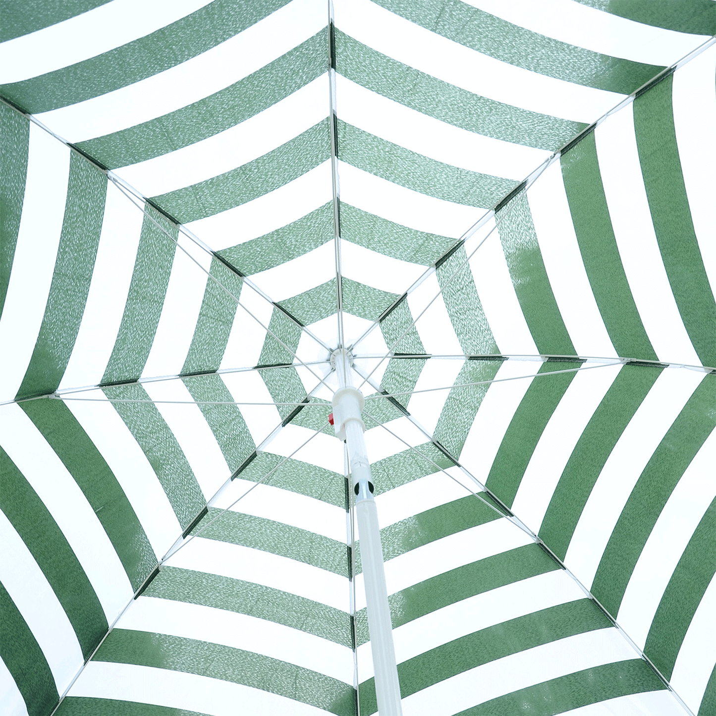 6FT Round Beach Umbrella with Tilt Mechanism, Outdoor UV Protection Sun Shaded Canopy with Push Button, Striped Green