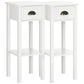 2 Tier Side Table, Set of 2, Narrow Tall End Table with Drawer and Shelf, Slim Wooden Nightstand for Living Room, Bedroom, Hallway, White