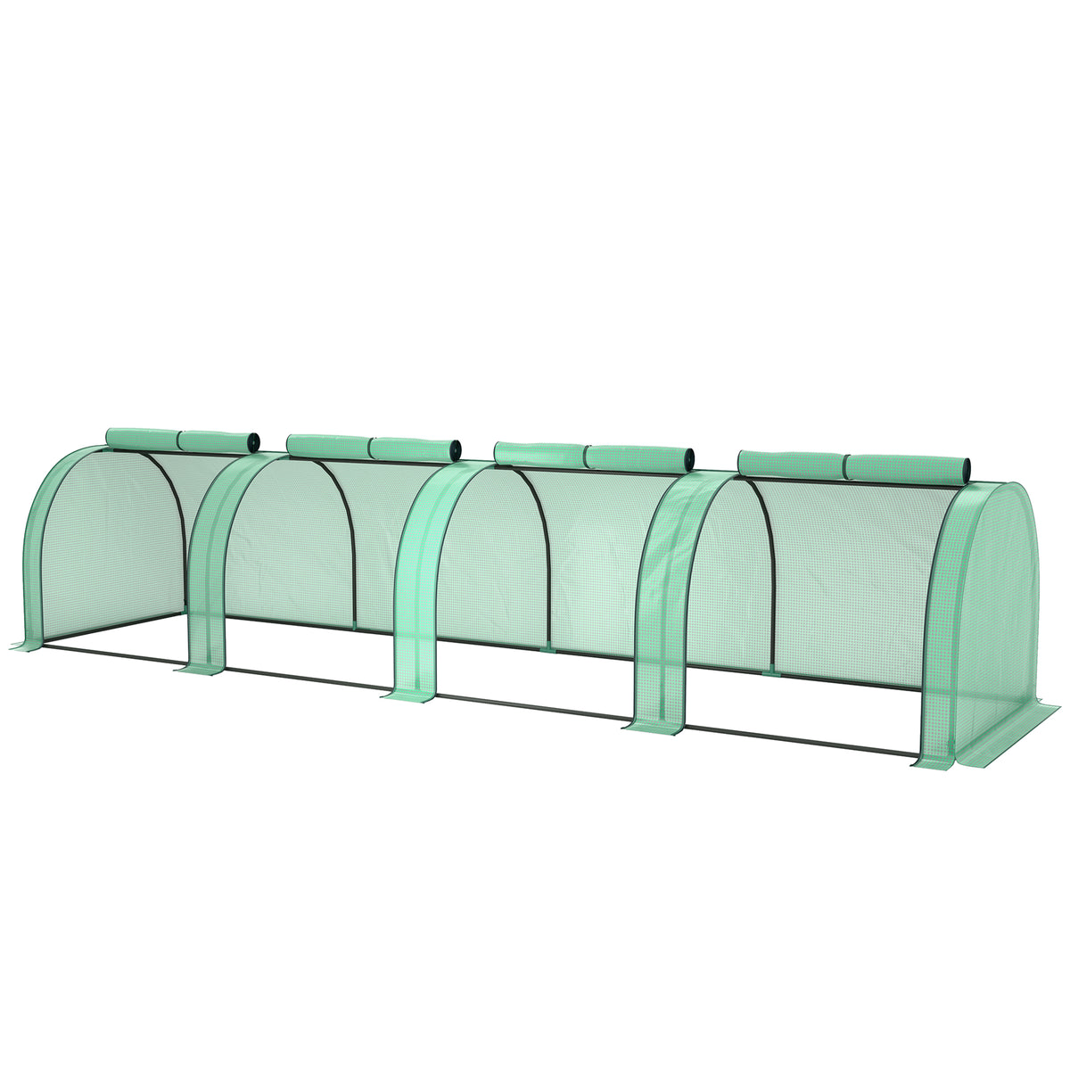 13' x 3.3' x 2.6' Mini Tunnel Greenhouse with PE Cover Garden Green Grow Shed with Steel Frame Zipped Doors, Green