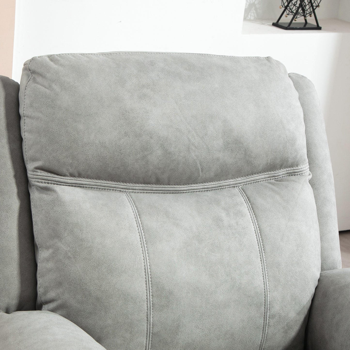 Manual Recliner Chair with Vibration Massage, Thick Foam Padding, Side Pockets for Living Room, Grey