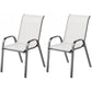 Set of 2 Outdoor Dining Chairs, Stackable Lawn Chairs with High Back, Breathable Mesh Seat for Garden Porch, Black