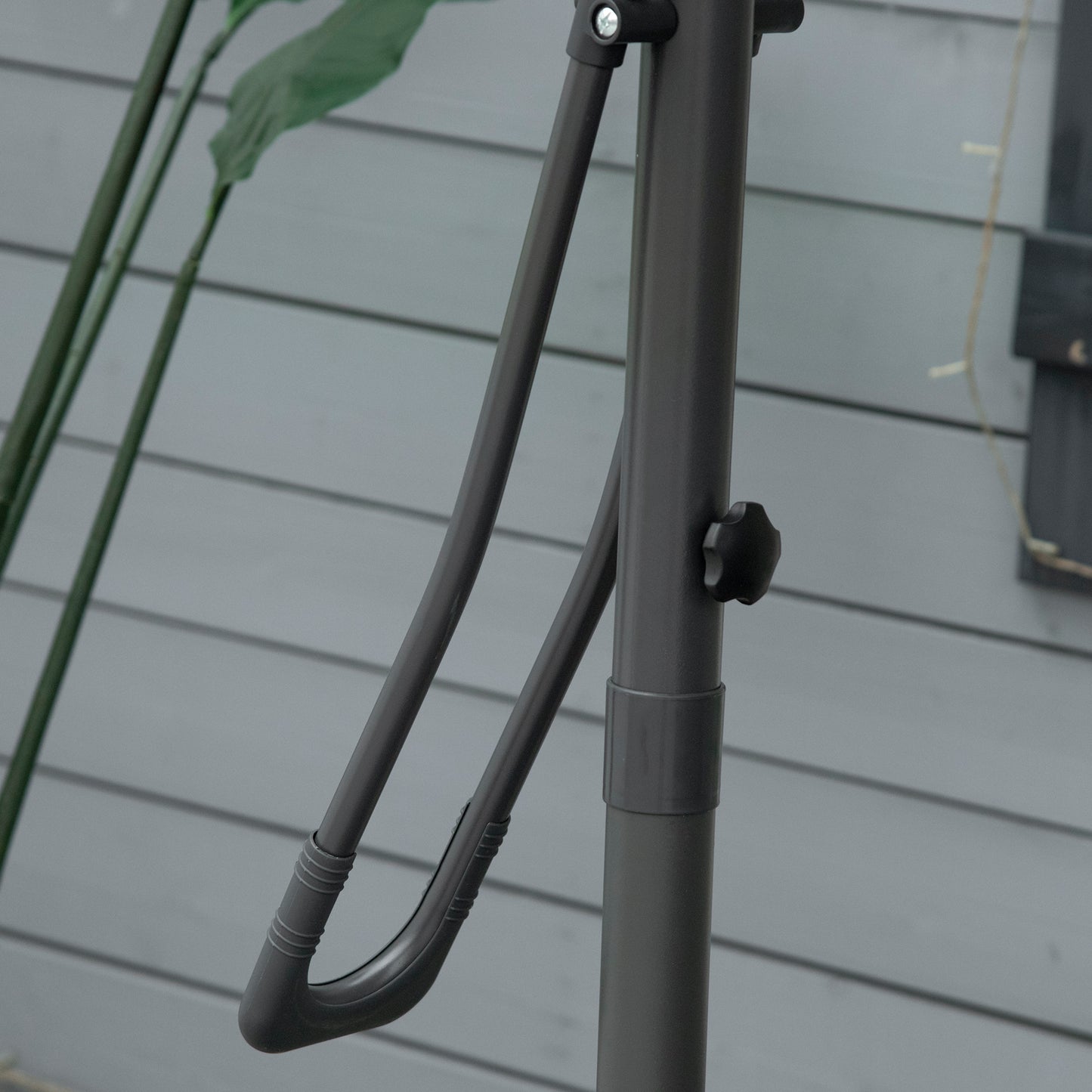 8FT Cantilever Patio Umbrella, Offset Patio Umbrella with Cross Base for Deck, Backyard, Pool and Garden, Hanging Umbrellas, Switch with a Wrench, Dark Gray