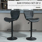 Bar Stools Set of 2, Adjustable Height Swivel Bar Chairs, PU Leather Upholstered Kitchen Counter Stools with Wide Seat, Back and Footrest, Black