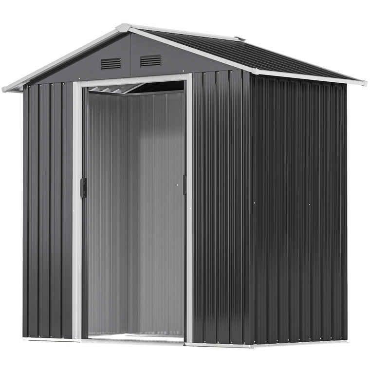 6.5' x 3.5' Garden Shed with Double Sliding Doors and Vents