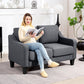 Loveseat Sofa, Modern Couch with Pocket Spring, Linen Upholstered, Thick Padded, Charcoal Grey
