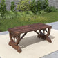 Rustic Wood Wheel Outdoor Garden Bench for 2-Person with a Unique Wheel Design on the Legs & Strong Build, Brown