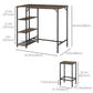 Industrial Dining Table Set for 2, Bar Table and Stools Set, Counter Height Kitchen Table with Chairs with Storage Shelf, Rustic Brown