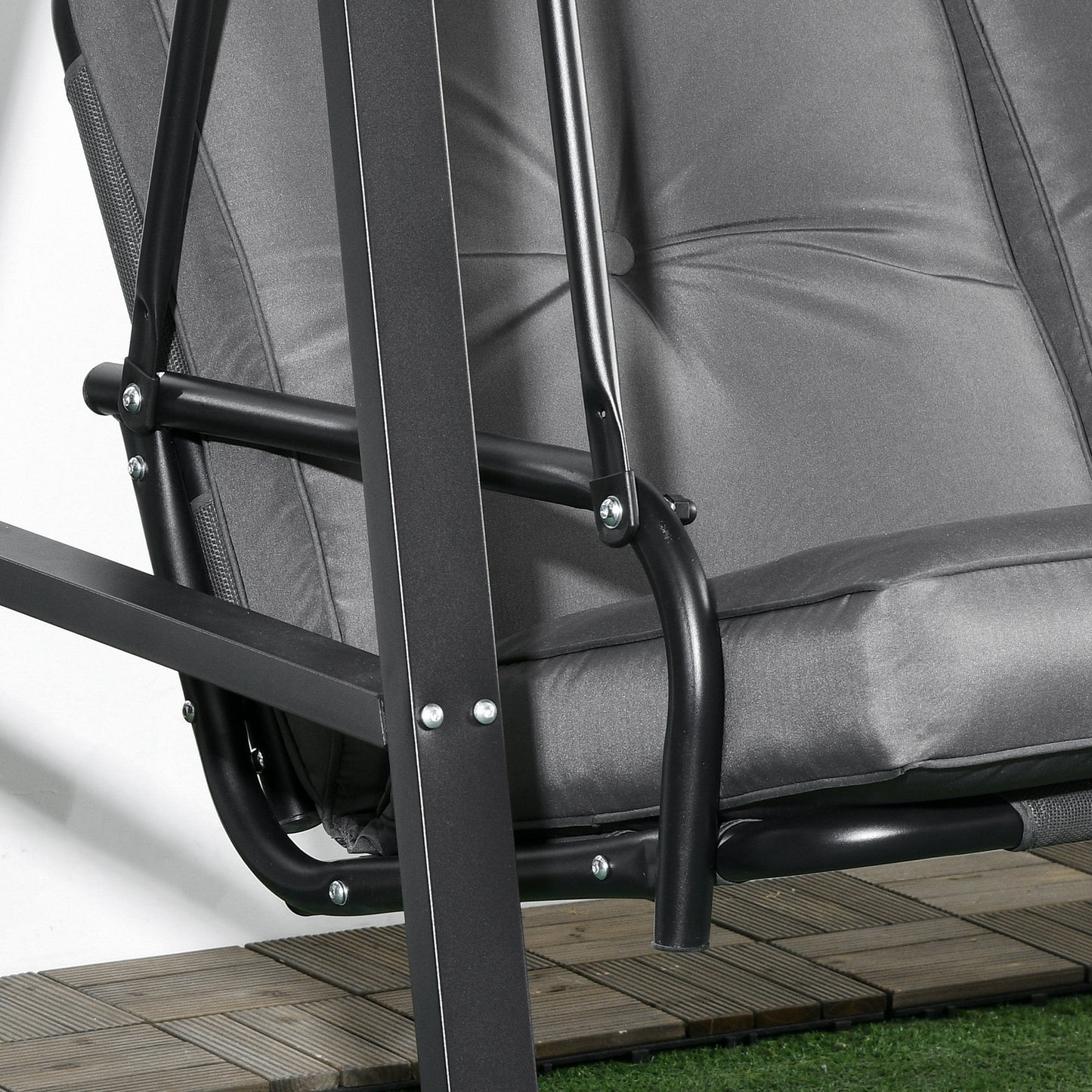 2-Seater Outdoor Porch Swing with Adjustable Canopy, Patio Swing Chair for Garden, Poolside, Backyard, Dark Blue