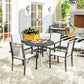 5 Piece Outdoor Dining Set with Round Table and 4 Stackable Chairs, for Backyard, Lawn, Deck, Balcony, Pool Side