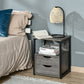 Nightstand with 2 Drawers, Industrial Side Table with Storage Shelf, Accent End Table for Bedroom, Living Room, Grey