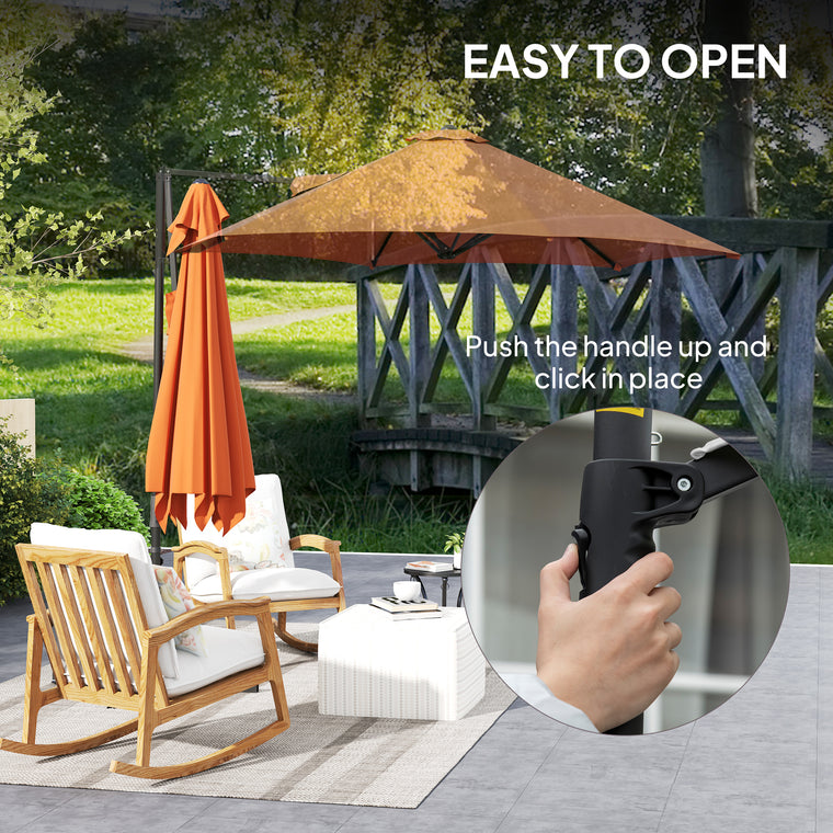 8.5' Orange Offset Patio Umbrella with 360-Degree Rotation