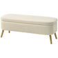 47 Inches Storage Ottoman Bench, End of Bed Bench, Upholstered Teddy Fleece Storage Chest for Living Room, Beige