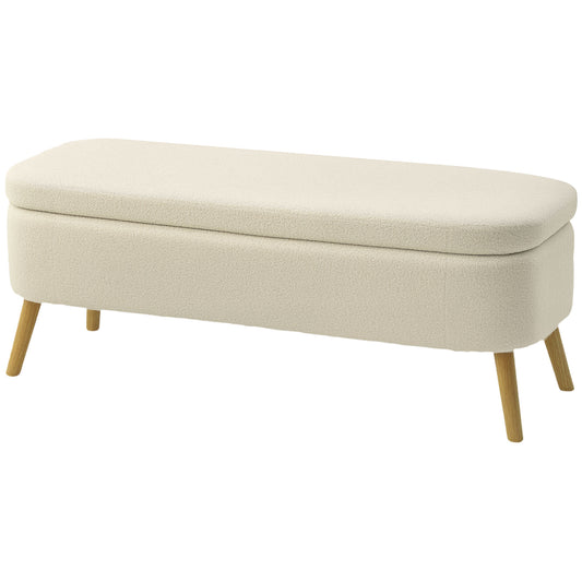 47" Teddy Fleece Storage Ottoman Bench - Beige