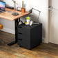 3 Drawer File Cabinet, Vertical Filing Cabinet with Wheels, Mobile Printer Stand with Storage for Home Office, Black