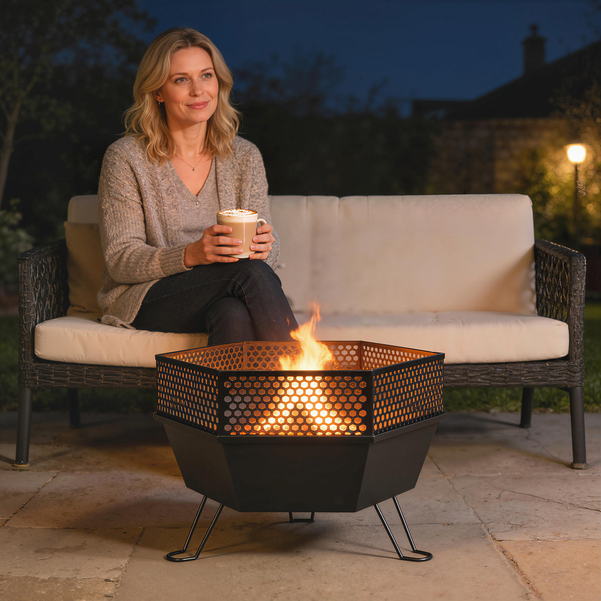 20" Foldable Wood-Burning Fire Pit with Poker
