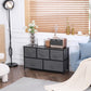 Linen Drawer Cabinet Organizer Storage Dresser Tower with 5 Removable Drawer Metal Frame Adjustable Feet for Living Room, Kitchen, Bathroom, Dark Grey