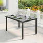 Rectangular Patio Table for 6, Outdoor Dining Table with Wood-Plastic Composite Top and Steel Frame for Garden, Grey