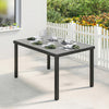 Rectangular Patio Table for 6, Outdoor Dining Table with Wood-Plastic Composite Top and Steel Frame for Garden, Grey