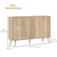 Buffet Cabinet with Storage Modern Fluted Sideboard with Adjustable Shelves Wood Legs for Dining Room Living Room Oak