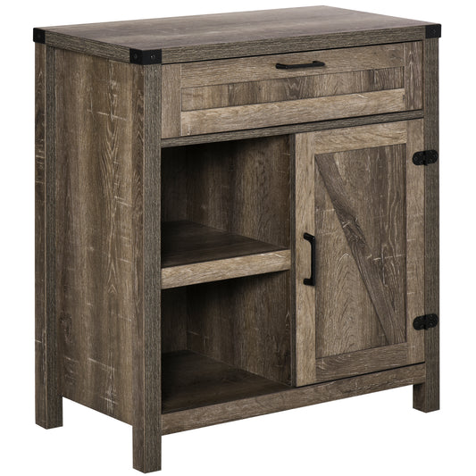 Rustic Barn Door Buffet Sideboard - Dark Oak