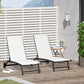 Outdoor Lounge Chair Set of 2, Tanning Chair with Wheels, Breathable Mesh for Patio, Backyard, Poolside, Cream White - Cream White