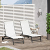 Outdoor Lounge Chair Set of 2, Tanning Chair with Wheels, Breathable Mesh for Patio, Backyard, Poolside, Cream White