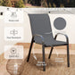 3 Pieces Bistro Set, Small Patio Furniture Set with Stackable Mesh Chairs, Glass Table for Garden, Balcony, Dark Grey
