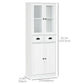 61" Kitchen Pantry Cabinet, Freestanding Farmhouse Buffet Storage Cabinet with Soft Close Glass Doors and Adjustable Shelves, White