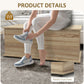 39.5" Storage Chest with 2 Safety Hinges, Storage Box Organizer with Flip-Top Lid, Entryway Storage Bench, Oak
