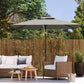 Patio Umbrella with 22 LED Solar Lights and Tilt, Light Grey