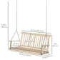2-Seater Patio Swing Chair, Fir Wooden Porch Swing with Slatted Design, Hanging Chains for Outdoor, Garden, Black