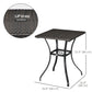 Patio Wicker Dining Table with Umbrella Hole, 34 Inch Outdoor PE Rattan Coffee Table with Plastic Board Under the Woven Table Top for Patio, Garden, Balcony, Mixed Brown