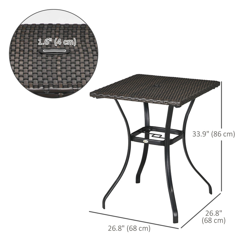34" PE Rattan Dining Table with Umbrella Hole