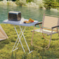 Portable Patio Side Table, Height Adjustable Outdoor Side Table, Folding Balcony Table with Metal Frame, Dark Grey