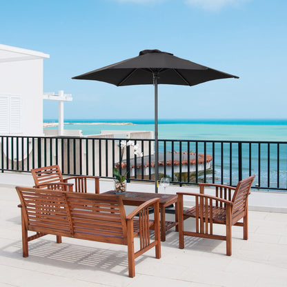 6.6FT Black Patio Umbrella with 6 Solid Ribs