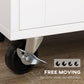 Kitchen Island with Storage, Rolling Cart Trolley with Rubberwood Top, Adjustable Shelf, Drawer, Spice Rack, White