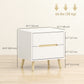 Nightstands Set of 2, Bedside Table with 2 Drawers, Modern Side End Table with Solid Wood Legs for Bedroom, White