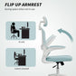 Ergonomic Mesh Office Chair, High Back Desk Chair with Rotatable Headrest, Flip-Up Armrests, Lumbar Support, Light Green