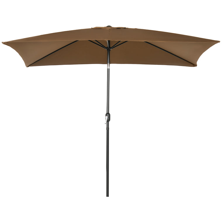 6.5x10ft Coffee Aluminum Tilt Umbrella with Crank
