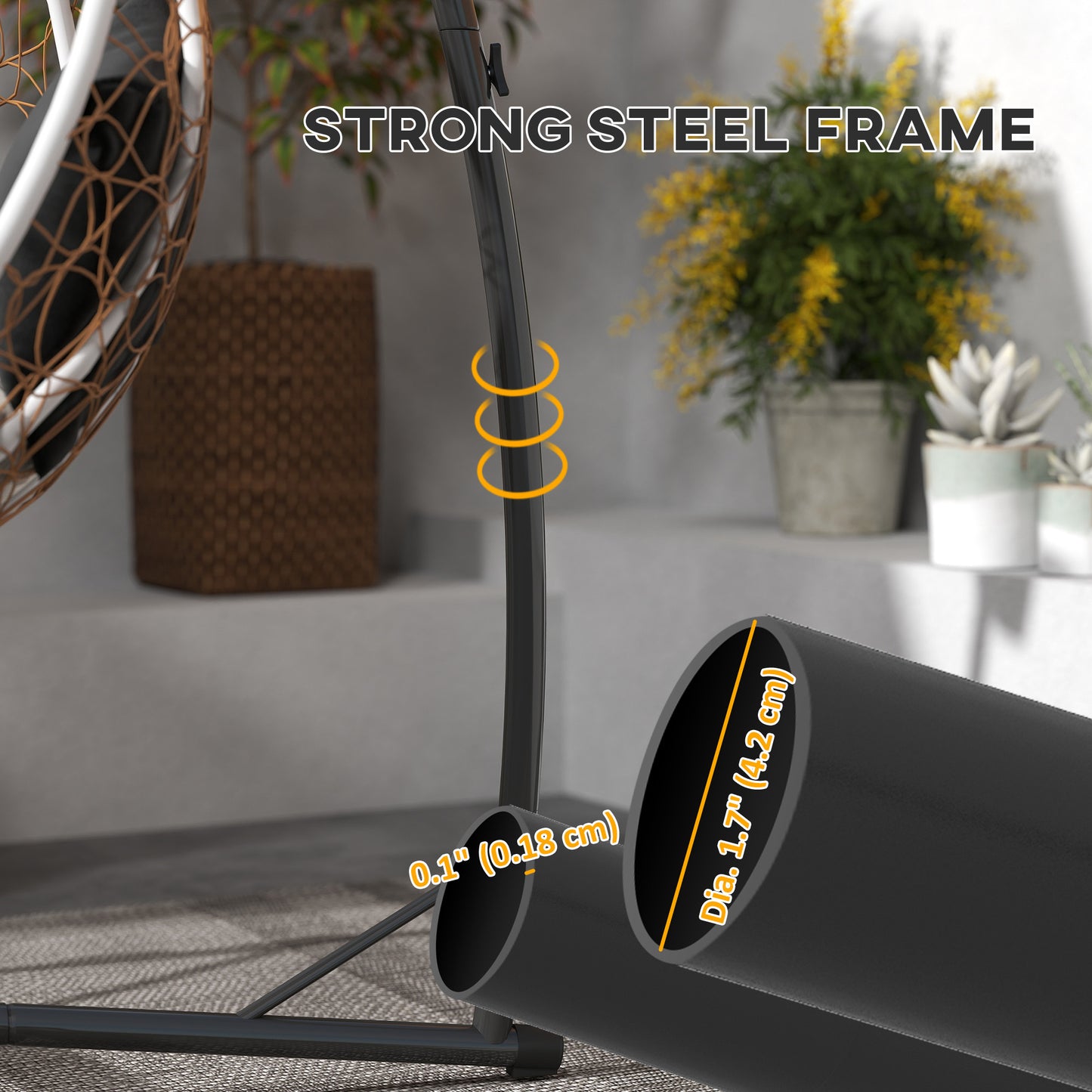 Hammock Chair Stand, Heavy Duty Steel Hanging Chair Stand for Swing Chair, Egg Chair Stand with Cup Holder, Black