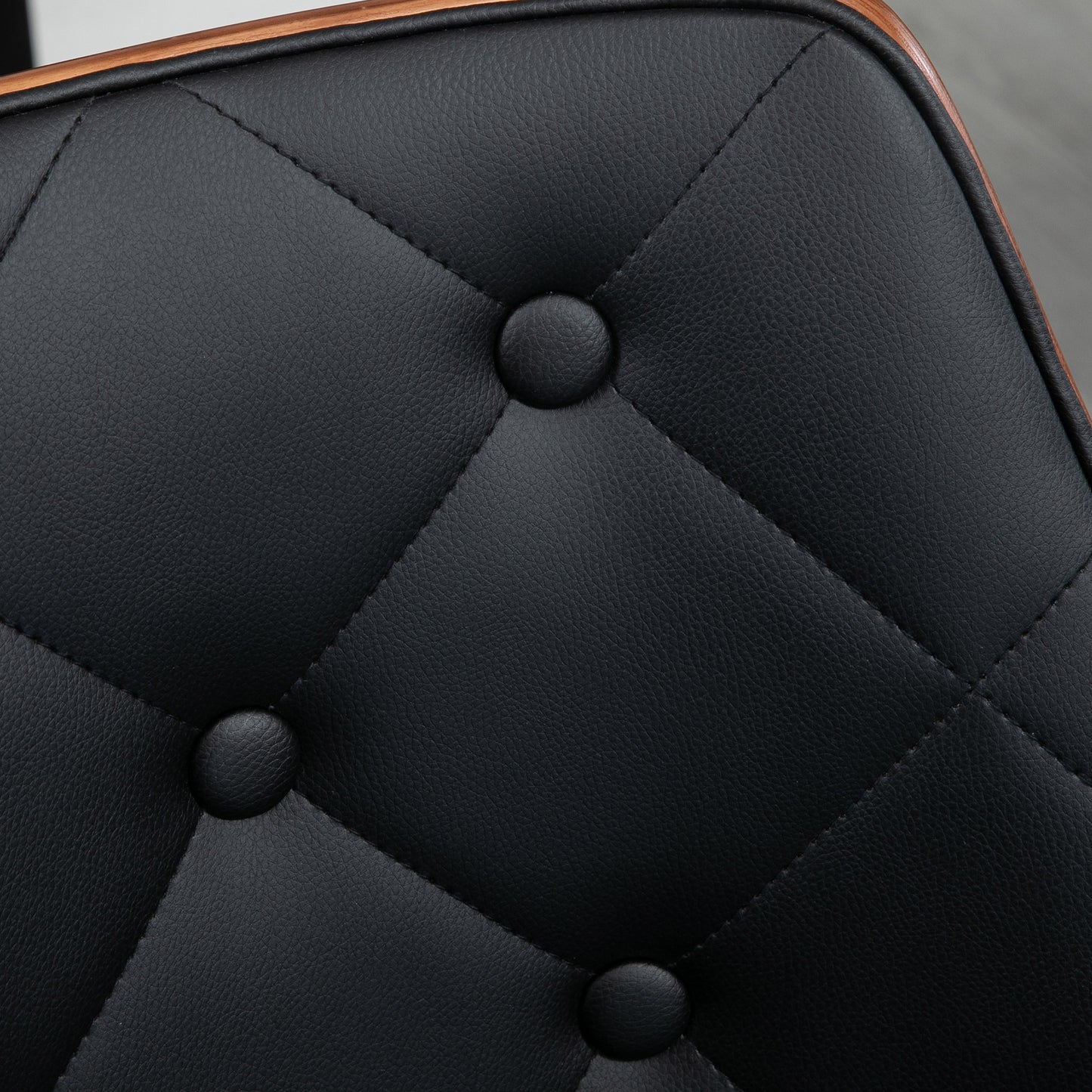 Dining Chairs Set of 2, Tufted Kitchen Chairs, PU Leather Upholstered Seats and Steel Legs for Dining Room, Black