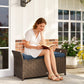 2-In-1 Outdoor Storage Bench, 29 Gallon Wicker Deck Box with Handles and Cushion, Navy Blue