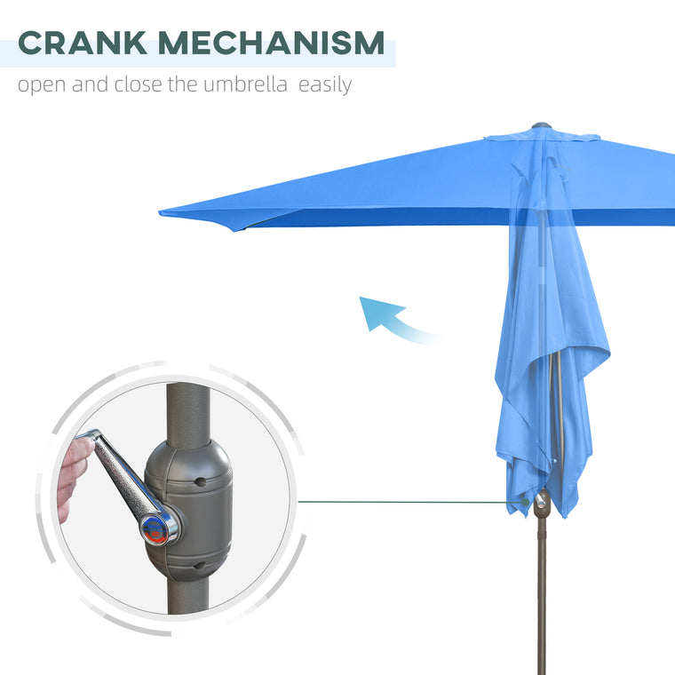 6.5x10ft Blue Rectangle Umbrella with Aluminum Frame