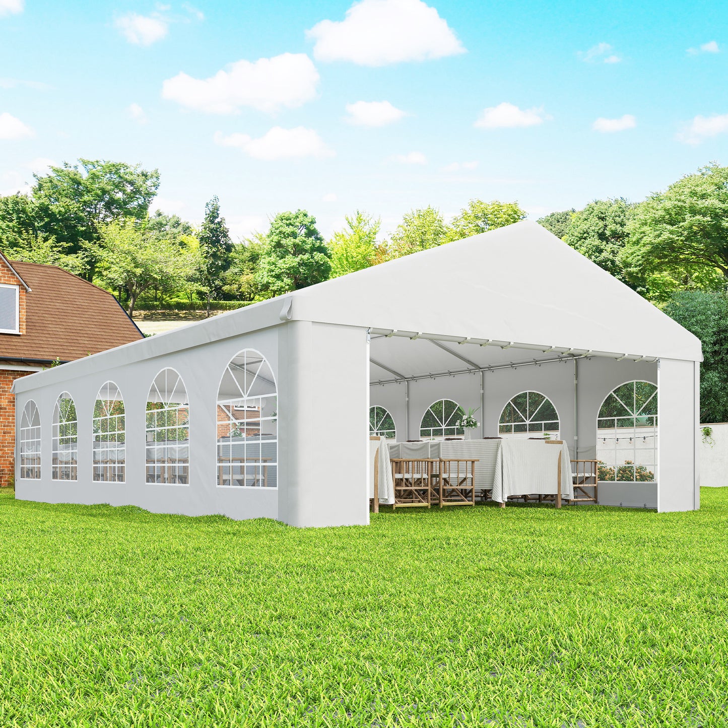 Heavy Duty Large Party Tent & Carport with Removable Sidewalls, Portable Garage Canopy Tent, White