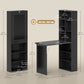 Fold-out Convertible Office Desk, Wall Mount Computer Desk with Blackboard and Side Shelf, Black
