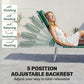 Folding Lounge Chair Outdoor, Tanning Chair with Face Hole Arm Slots, Beach Chaise Lounger with Pillow, 5-Position Adjustable Portable Sun Lounger Bed for Pool, Black