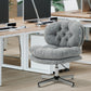 Computer Desk Chair, Armless Office Chair with Wide Padded Seat and Adjustable Height, Grey