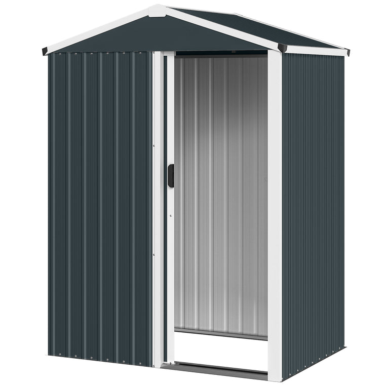 4.5' x 3' Waterproof Metal Garden Shed - Dark Grey