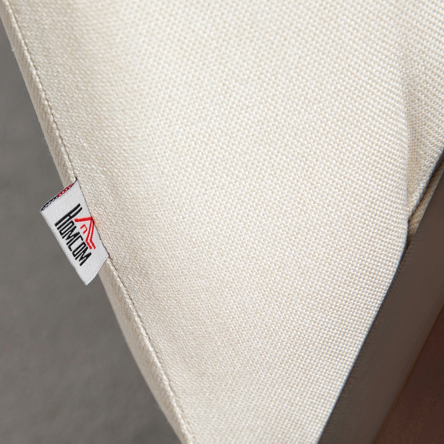 Compact Loveseat Sofa Couch Linen Fabric Double Seat Sofa with Rubber Wood Legs Cream White
